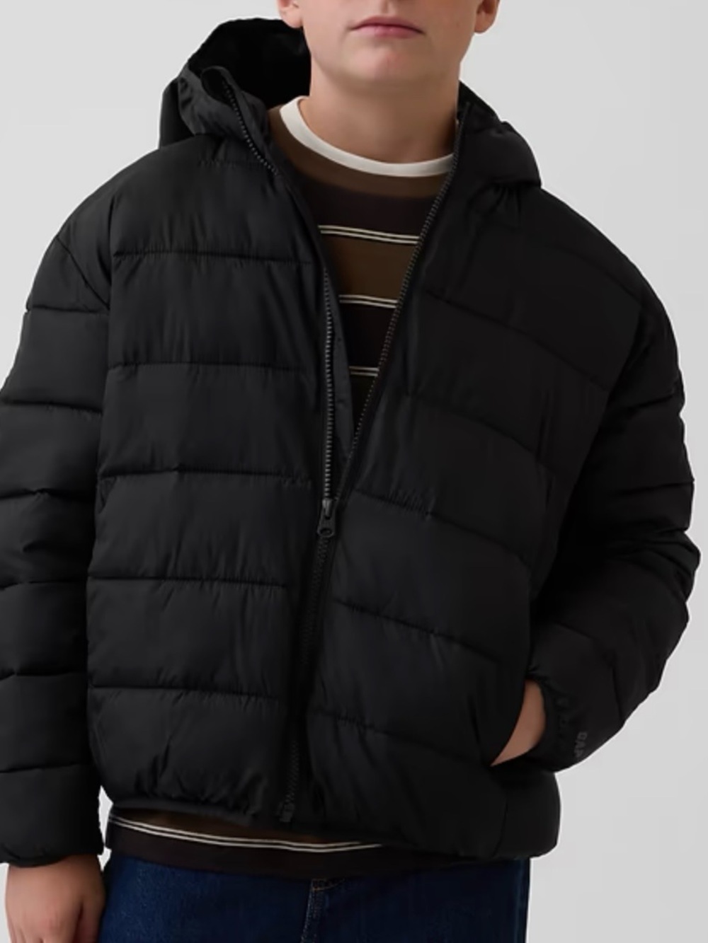 GAP Black Quilted Kids Puffer Jacket with Hood